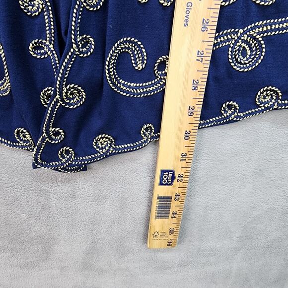 Objects D’Art Jacket Women MEDIUM Navy Blue Soutache Gold Trim Boho Cardigan - Picture 12 of 15